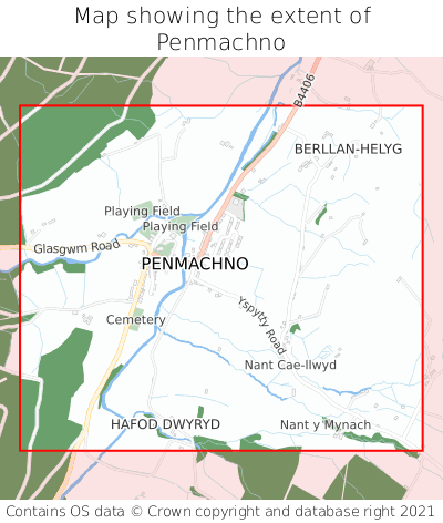 Map showing extent of Penmachno as bounding box