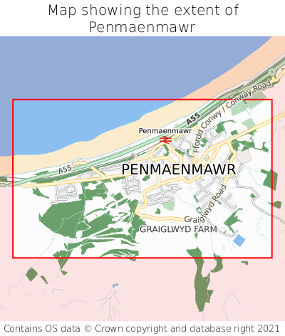 Map showing extent of Penmaenmawr as bounding box