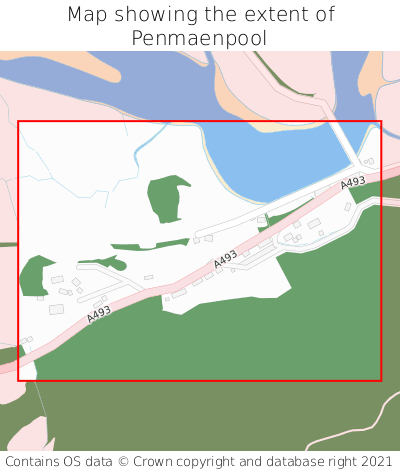Map showing extent of Penmaenpool as bounding box