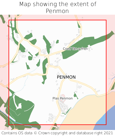 Map showing extent of Penmon as bounding box