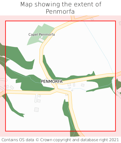 Map showing extent of Penmorfa as bounding box