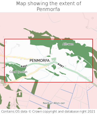 Map showing extent of Penmorfa as bounding box