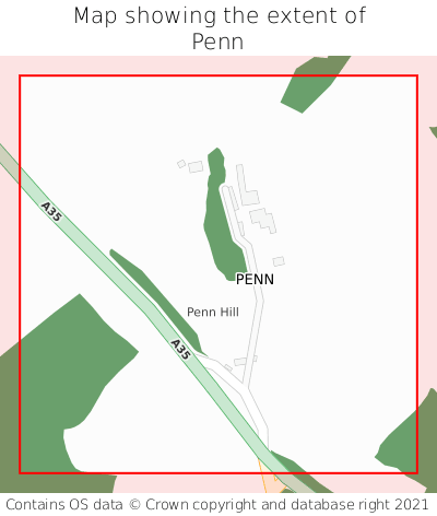 Map showing extent of Penn as bounding box