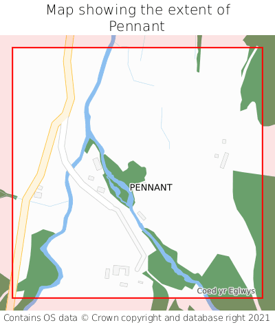 Map showing extent of Pennant as bounding box