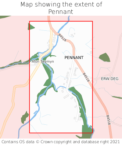 Map showing extent of Pennant as bounding box