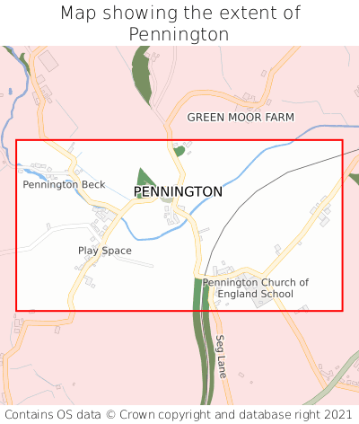 Map showing extent of Pennington as bounding box