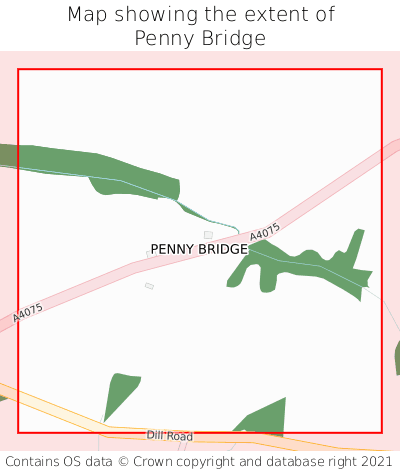 Map showing extent of Penny Bridge as bounding box