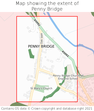 Map showing extent of Penny Bridge as bounding box
