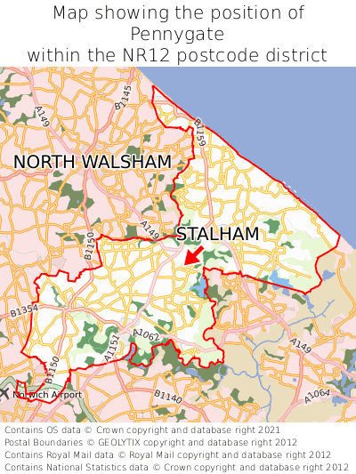 Map showing location of Pennygate within NR12