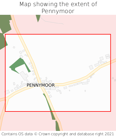Map showing extent of Pennymoor as bounding box