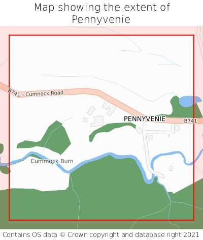 Map showing extent of Pennyvenie as bounding box