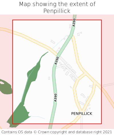 Map showing extent of Penpillick as bounding box