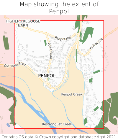 Map showing extent of Penpol as bounding box