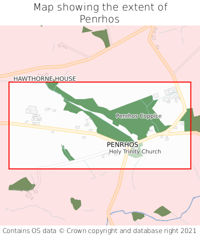 Map showing extent of Penrhos as bounding box
