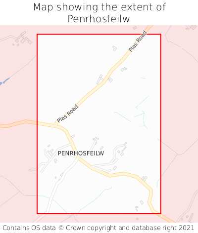 Map showing extent of Penrhosfeilw as bounding box