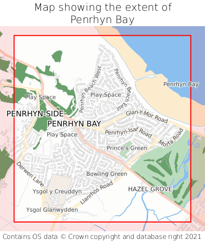 Map showing extent of Penrhyn Bay as bounding box