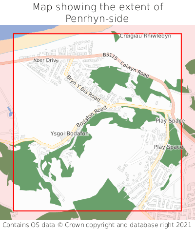 Map showing extent of Penrhyn-side as bounding box