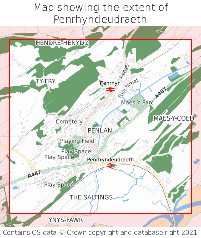 Map showing extent of Penrhyndeudraeth as bounding box