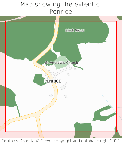 Map showing extent of Penrice as bounding box