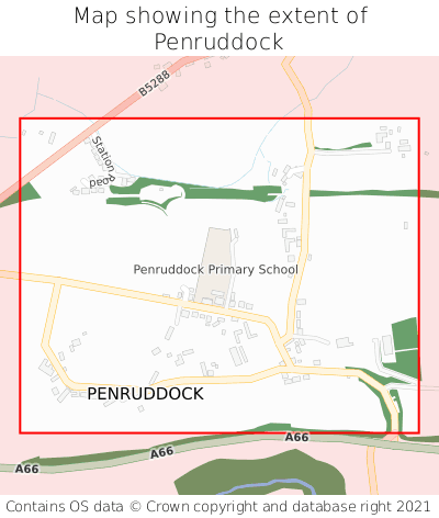 Map showing extent of Penruddock as bounding box