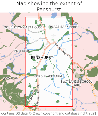 Map showing extent of Penshurst as bounding box