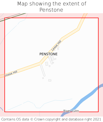 Map showing extent of Penstone as bounding box