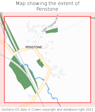 Map showing extent of Penstone as bounding box