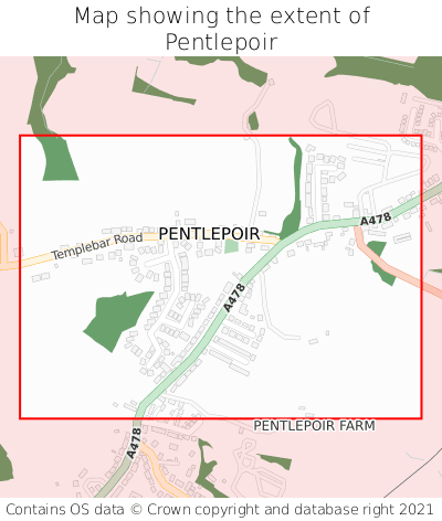 Map showing extent of Pentlepoir as bounding box