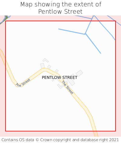 Map showing extent of Pentlow Street as bounding box