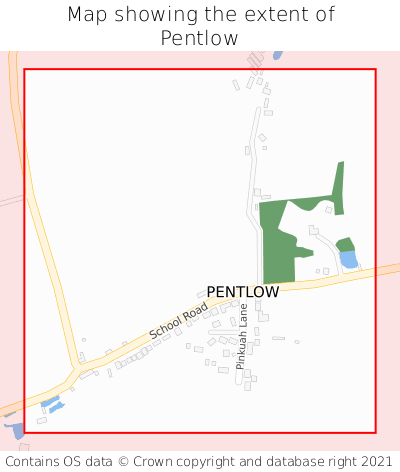 Map showing extent of Pentlow as bounding box