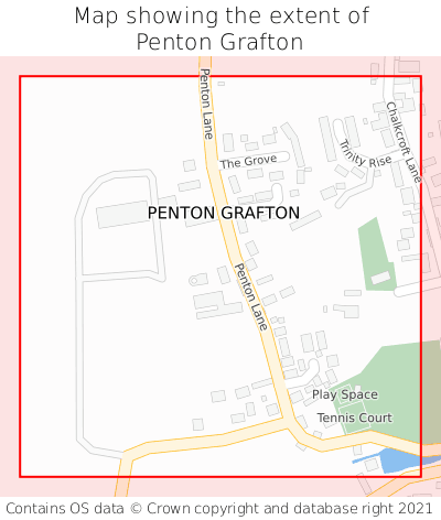 Map showing extent of Penton Grafton as bounding box