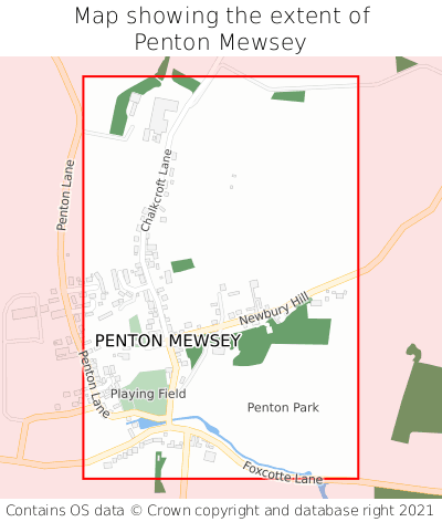 Map showing extent of Penton Mewsey as bounding box