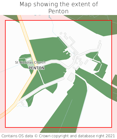 Map showing extent of Penton as bounding box