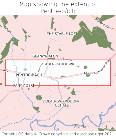 Map showing extent of Pentre-bâch as bounding box