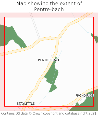 Map showing extent of Pentre-bach as bounding box