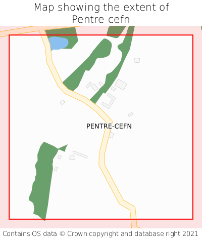 Map showing extent of Pentre-cefn as bounding box