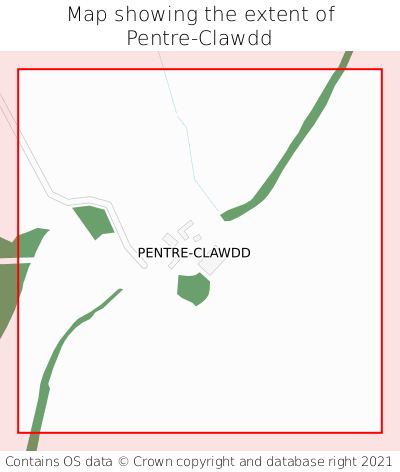 Map showing extent of Pentre-Clawdd as bounding box