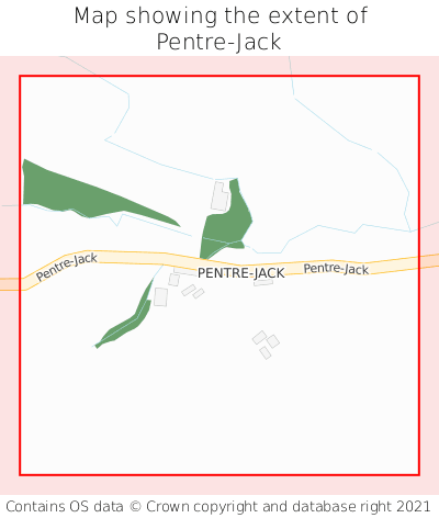 Map showing extent of Pentre-Jack as bounding box