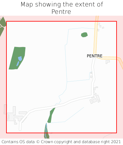 Map showing extent of Pentre as bounding box