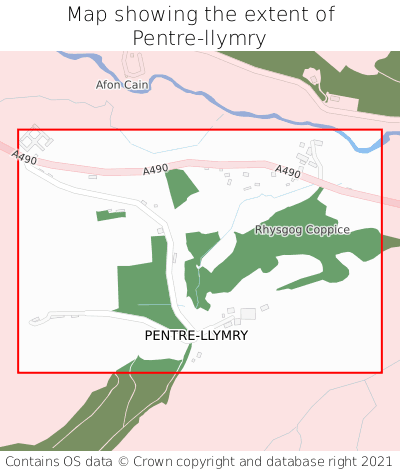 Map showing extent of Pentre-llymry as bounding box