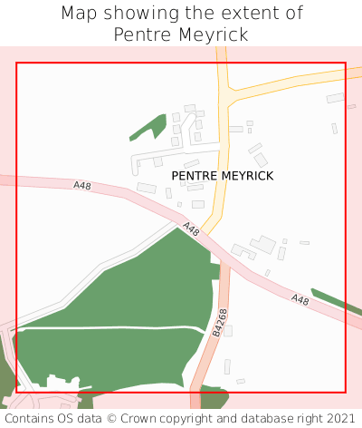 Map showing extent of Pentre Meyrick as bounding box