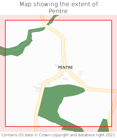 Map showing extent of Pentre as bounding box