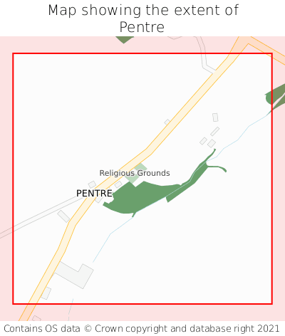 Map showing extent of Pentre as bounding box