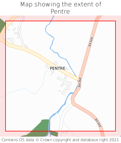 Map showing extent of Pentre as bounding box