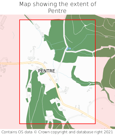 Map showing extent of Pentre as bounding box