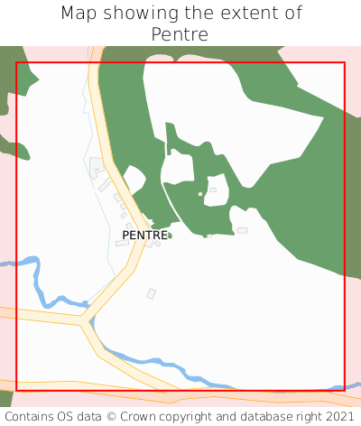 Map showing extent of Pentre as bounding box