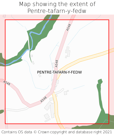 Map showing extent of Pentre-tafarn-y-fedw as bounding box