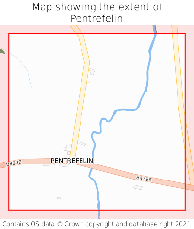 Map showing extent of Pentrefelin as bounding box