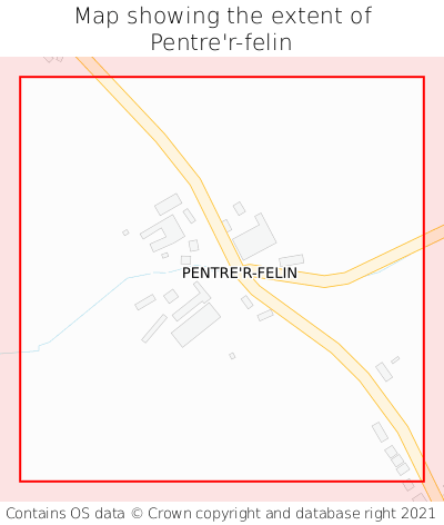 Map showing extent of Pentre'r-felin as bounding box