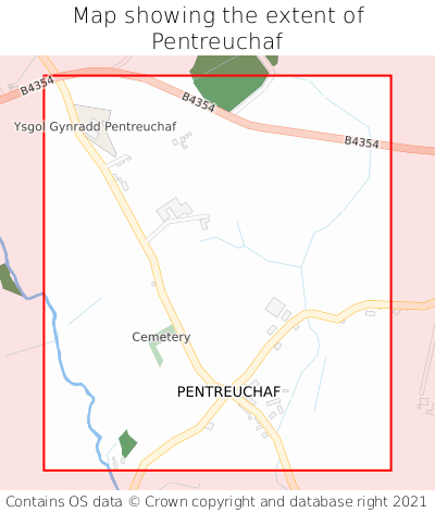 Map showing extent of Pentreuchaf as bounding box